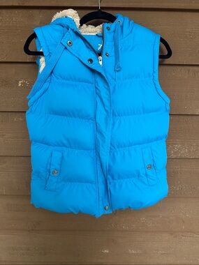 Atmosphere Bright Blue Puffer Fleece inside Vest with Hood UK 8